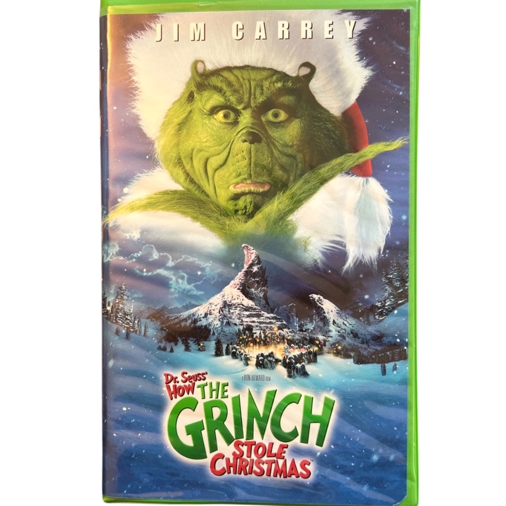 Vintage Dr Seuss' How The Grinch Stole Christmas Jim Carrey Clamshell VHS 2001